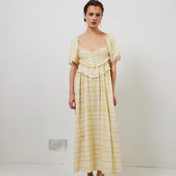 NEW VRG GRL La Prairie Smock Midi Dress // Check plus size curve boho oversized - Picture 4 of 6